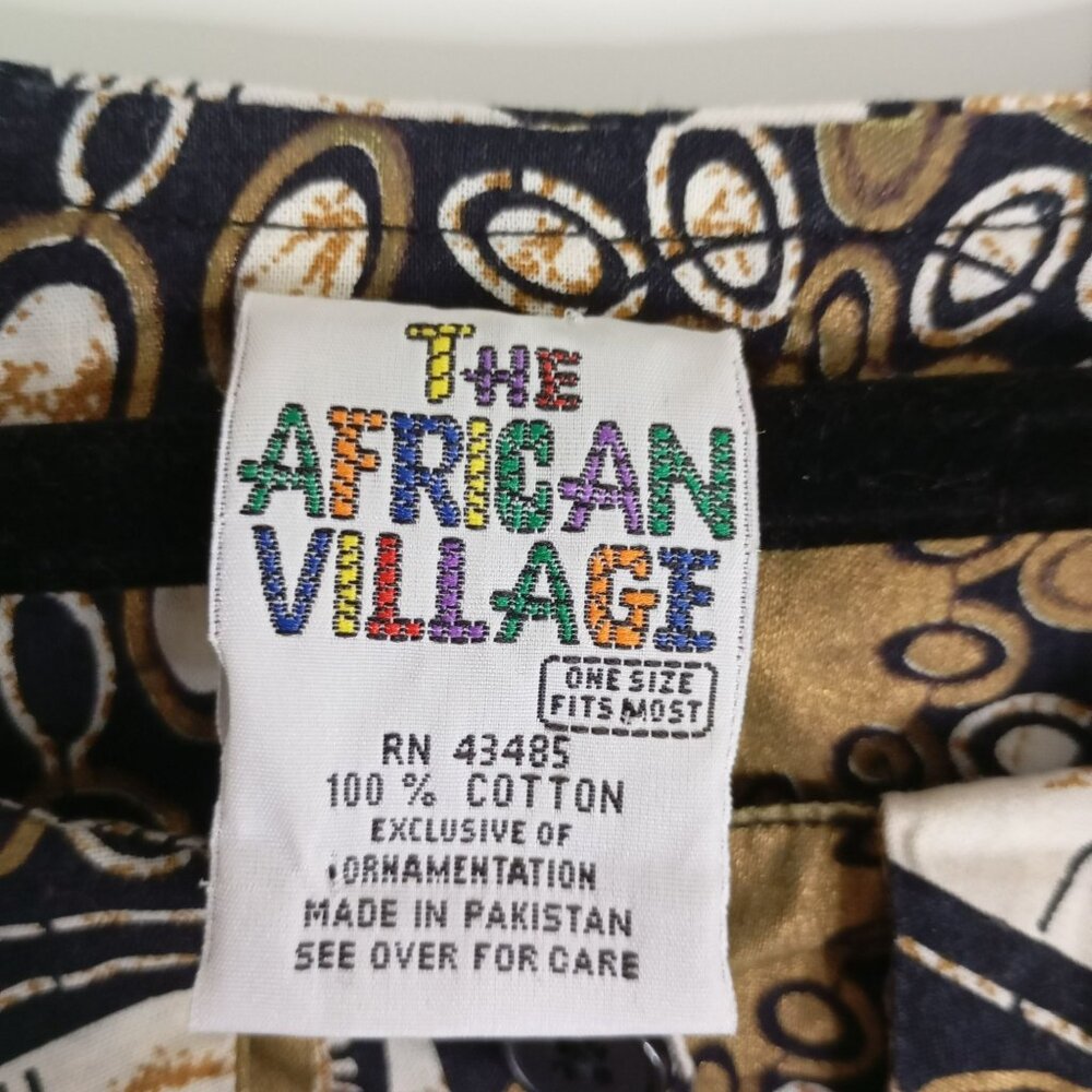 The African Village Multicolor Button-Front Short Sleeve Tunic Dress 100% Cotton - Picture 2 of 12